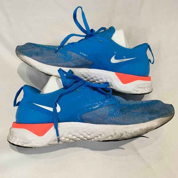 Nike Odyssey React Flyknit 2 Running Shoes Blue Orange BQ1676-402 Men's Size 8 - Picture 9 of 16